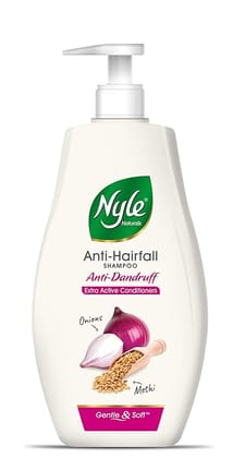 Nyle Naturals Anti Dandruff 2 In1 Shampoo With Active Conditioner With Onion and Methi Gentle and soft shampoo  PH balanced and Paraben free For Men and Women 400ml