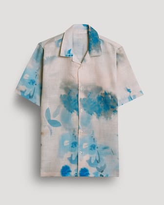"Chic Abstraction: Men's Half Sleeve Abstract Print Shirt by GlamaStitch"-S