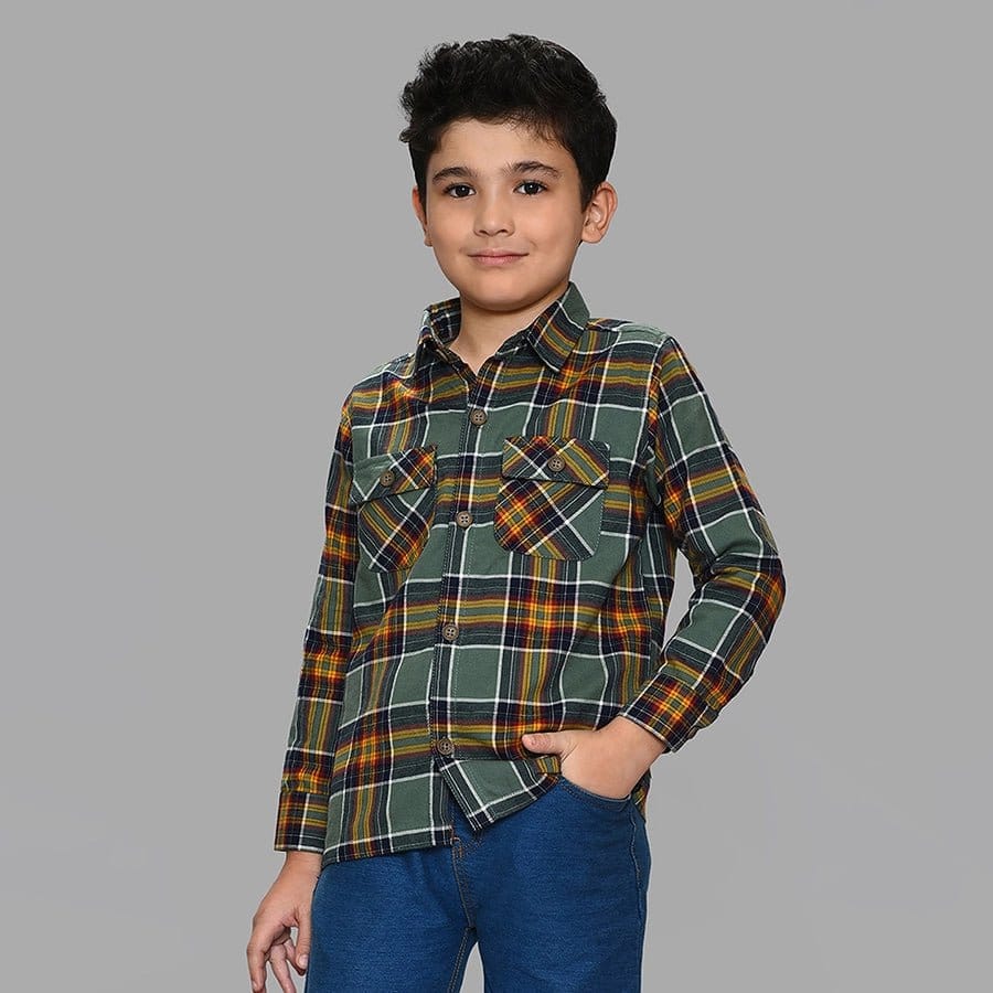 Adventure Green Flannel Shirt-3-4 Y / Multicolor