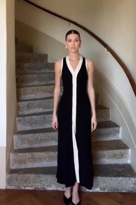 Knit Maxi Dress-Black / XXS