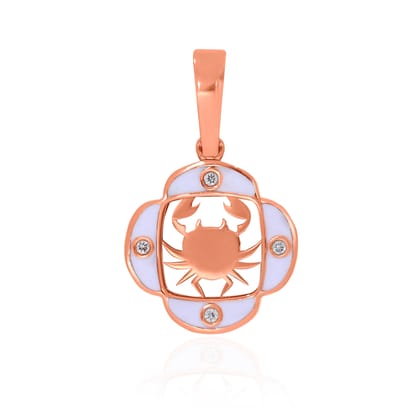Senco Gold Cancer Moonlit Essence Diamond Pendant (0.8 gram / 0.016 Ct / HI-SI / 14K Rose Gold)