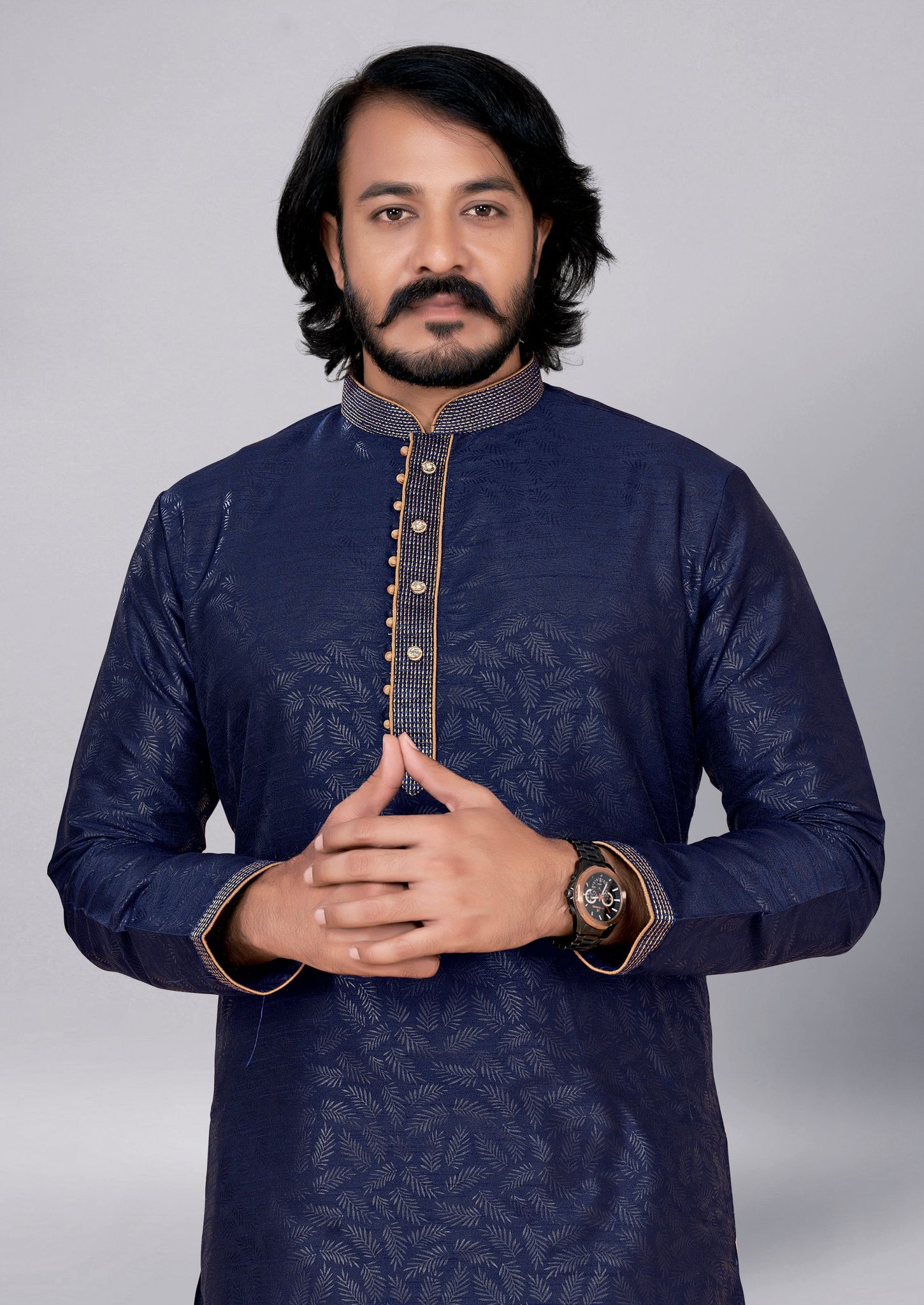 Experience Comfort in Style: Men's Cotton Silk Kurtas Pajama Set-S / Blue