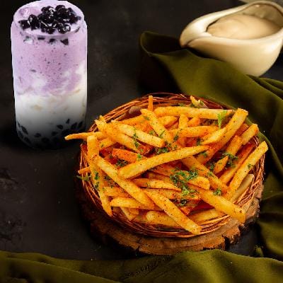 Peri Peri Masala French Fries  + Taro Lava Bubble Tea