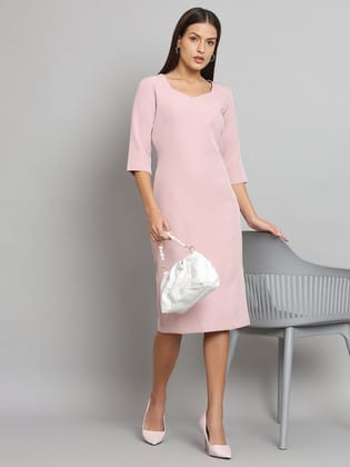 Stretch Pencil dress- Baby Pink-S