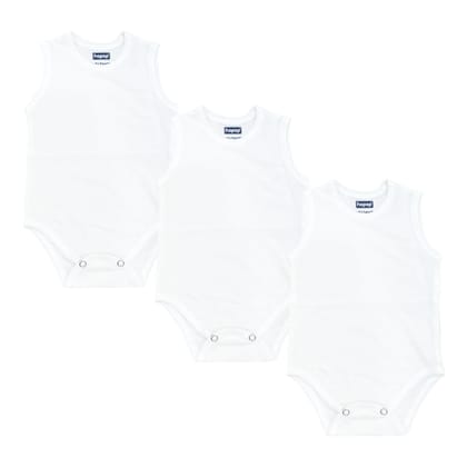 Baby Cotton Round Neck Sleeveless Romper -Pack of 3-0-3 Months