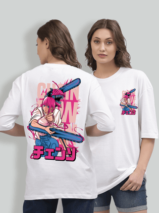 Chain Saw White Oversized Unisex T-shirt-S / White