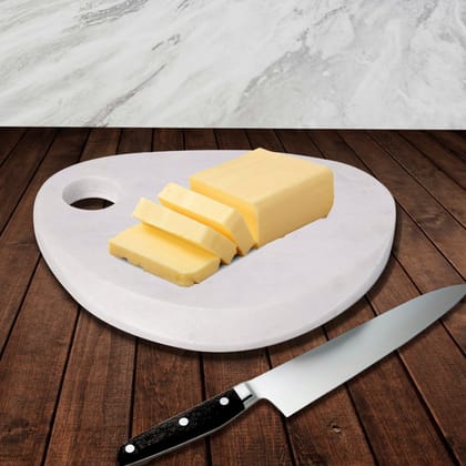 Marble Cheese Board, 8 Inches - Handicraft Bazaar-8*6 Inches / Marble