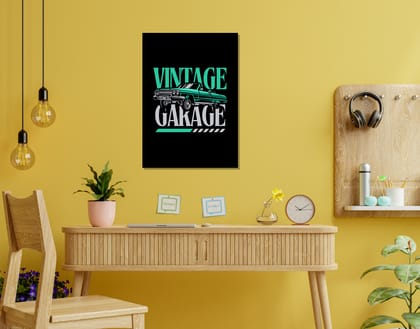 "VINTAGE GARAGE"- Shiny & Sturdy Metallic Poster  Art That Pops & Sticks (Literally!)-A3