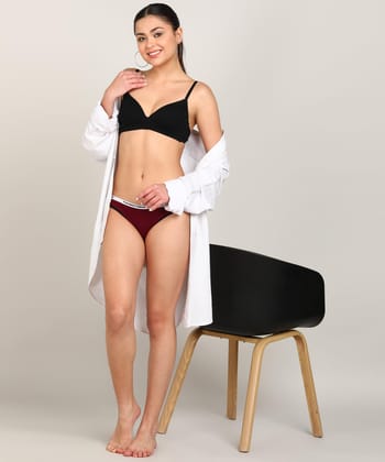 Women Branded Elastic Hipster_(Maroon)-S / Maroon