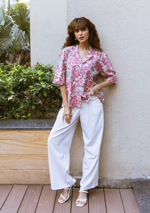 Dusky Pink Floral top-M