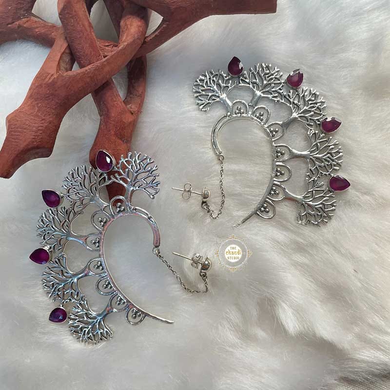 Tree Of Life Earcuff-Ruby (Pink)