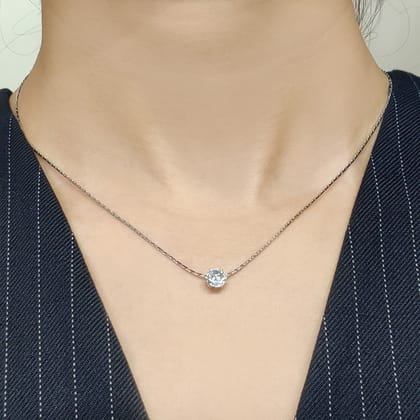 Ayla Stone Necklace-Silver