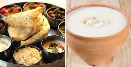 2 x Veg Thali, 1 x Lachha Onion, 2 x Sweet Lassi