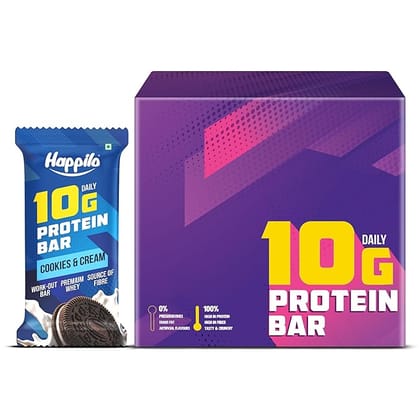 Happilo Premium Cookies  Cream Protein Bar 50g (Pack of 6) Protein 10g Premium Whey Source of Fiber Work Out Bar
