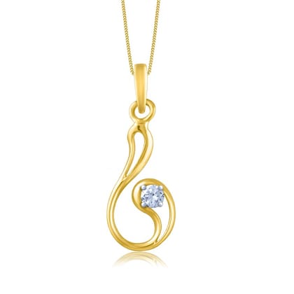 Senco Gold Poised Art Solitaire Pendant (0.9 gram / 0.08 Ct / GH-VS / 18K Yellow Gold)