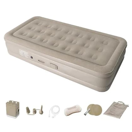 Air Mattress Bed & Inflatable Pillow-[ With Built-In Rechargeable Pump