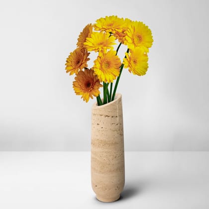 Marble Flower Vase, Travertine - Handicraft Bazaar-6 Inches / Marble