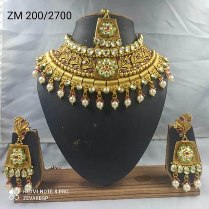 ZEVAR I Gold Plated Choker Necklace Set For Women/Girls