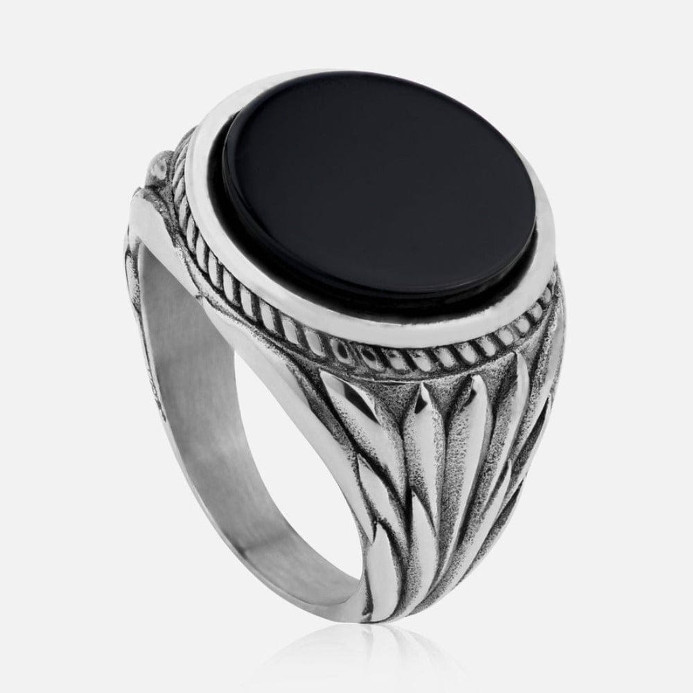 WREATH ONYX RING (SILVER)-S