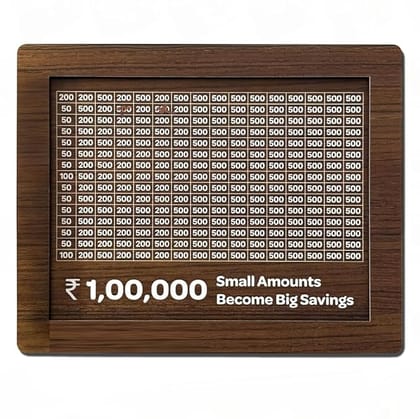 Wooden Money Saving Box with Target Counter, Piggy Bank for Kids & Adults, 100000 Rupees