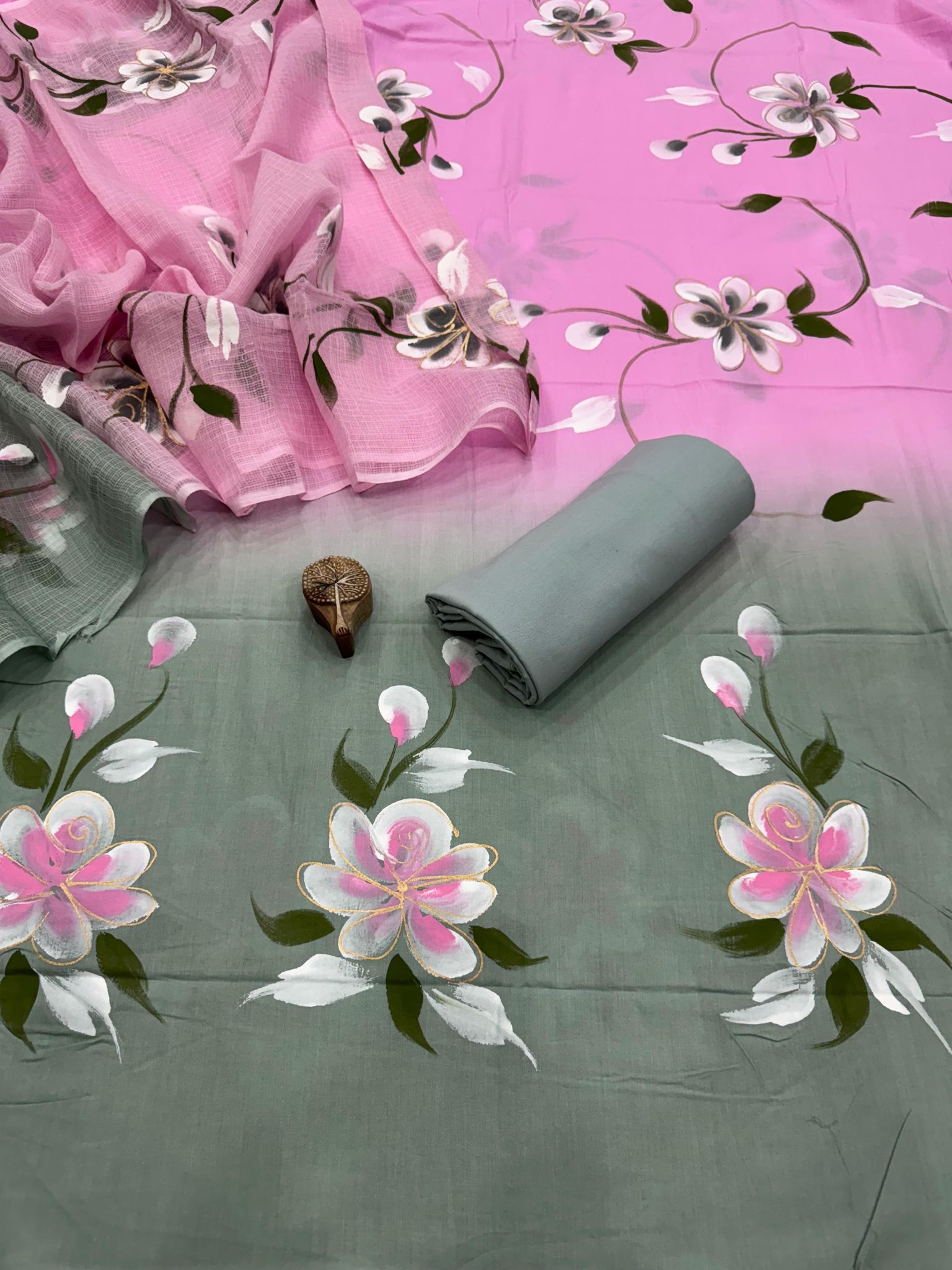 Jaipuri Cotton Suit Set With Kota Doriya Dupatta