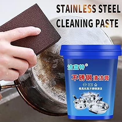 Cleaning Powder-Oven & Cookware Cleaner Stainless Steel Cleaning Powder Paste Remove Stains from Pots Pans Multi-Purpose Cleaner-Free Size