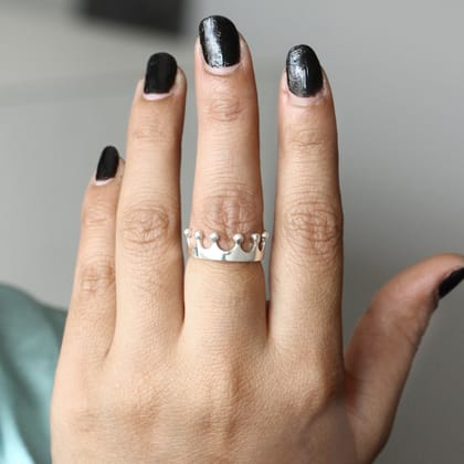 Crown 925 Silver Ring ( 6 1/2 US Ring Size )-6 US Ring Size