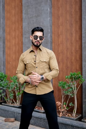 DESERT BROWN DOUBLE POCKET SHIRT-M