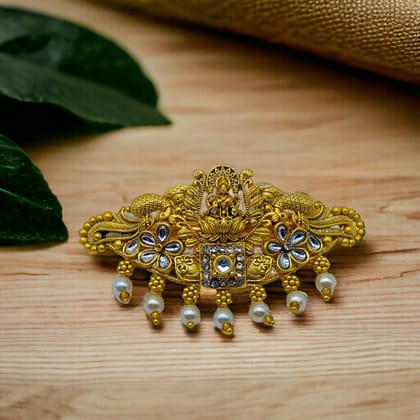 Matte Gold Plated Temple Design Hair Clip/Hair Barrette