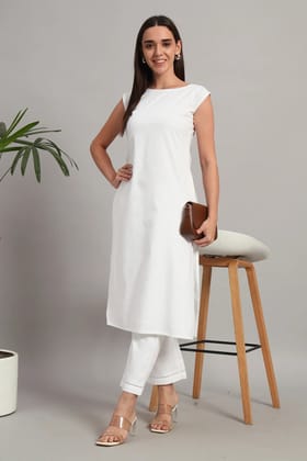 Subah Se Shaam Kurta Set, White-XS