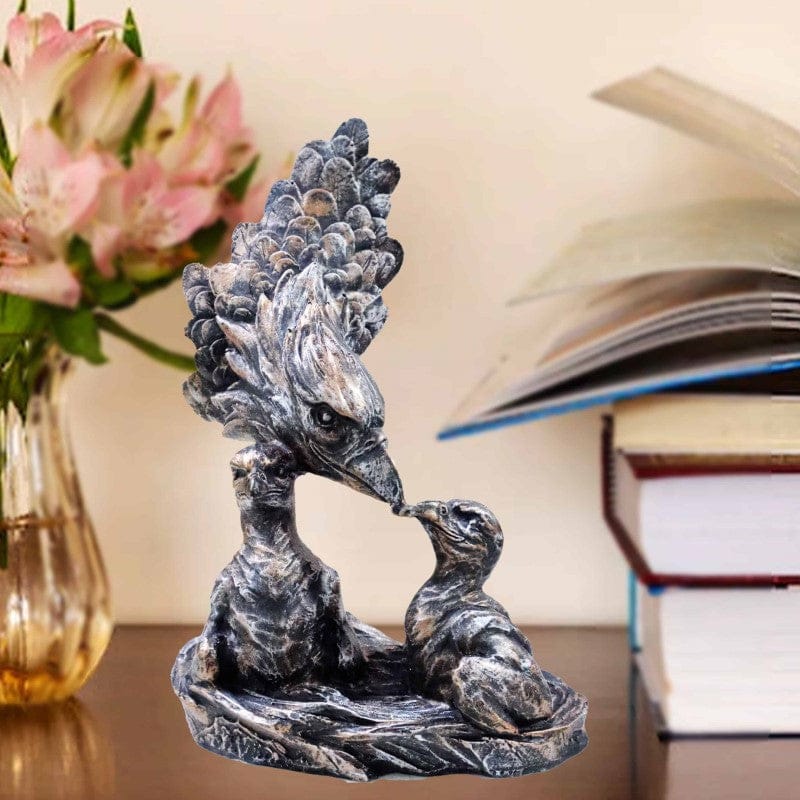 Eagle Feeding Eaglets Polyresin Bronze Showpiece