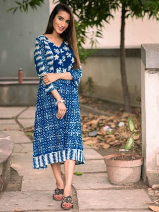 Indigo Phulkari Dress-3XL