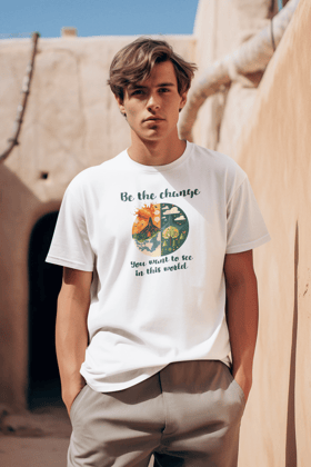 "Be the Change You Want to See in the World" Men's  T-Shirt-S / White