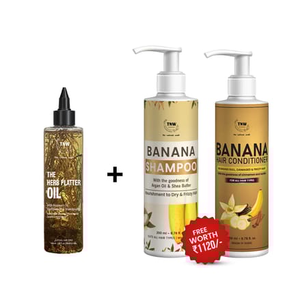 BUY HERB PLATTER OIL, GET BANANA SHAMPOO + BANANA CONDITIONER-FREE