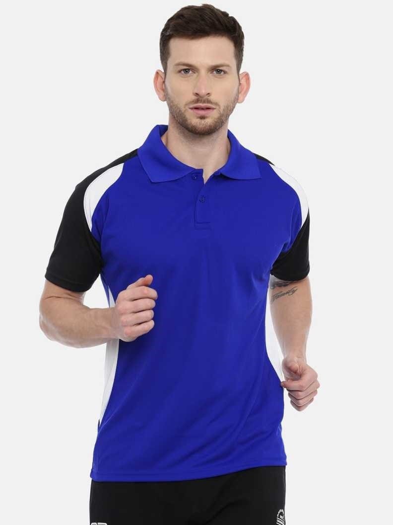 WILD MONSTER Men Solid Polo Neck Reversible Cotton Blend White T-Shirt L