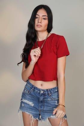 Crop Top- Crimson-XS