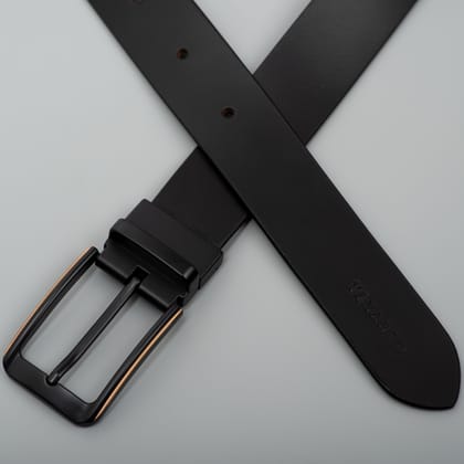 Men Laphin Formal Matt black Buckle Genuine Leather Belt-Adjustable