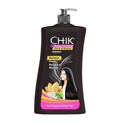 Chik Protein Solution Thick And Glossy Shampoo With The Goodness Of Badam Protein Bhringraj Oil And Black Tea For Gorgeous Shiny Hair For Men and Women1L