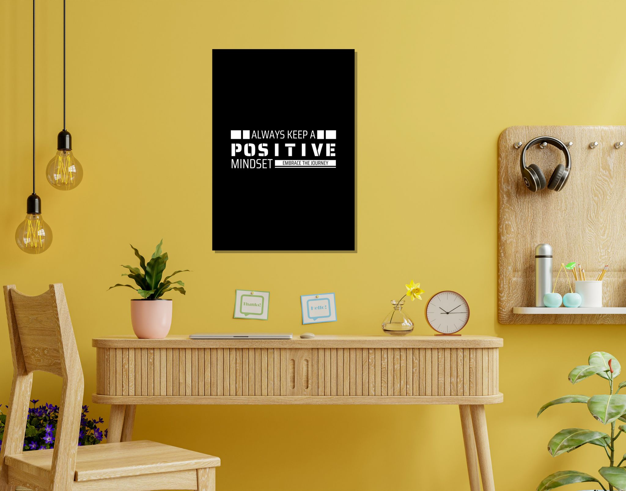 "POSITIVE MINDSET"- Shiny & Sturdy Metallic Poster  Art That Pops & Sticks (Literally!)-A3