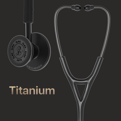 ELKO DEXA III Ti Titanium Stethoscope - Black Edition-Black / No Engraving