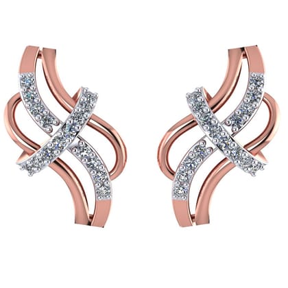 Senco Gold Curvaceous Shine Diamond Studs (3.14 gram / 0.16 Ct / JK-SI / 18K Rose Gold)
