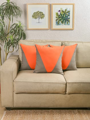 The Acute Triangles - Set Of 3 Cushion Covers (Orange) - Medium