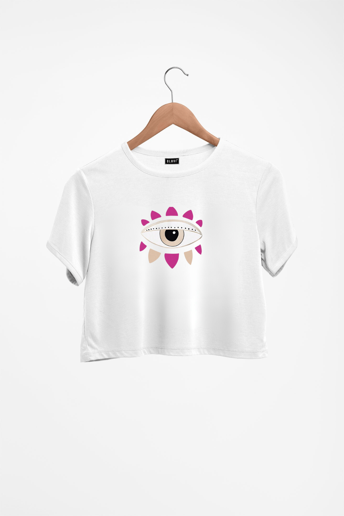 Evil Eye- Printed Crop Top-Radiant White / XS