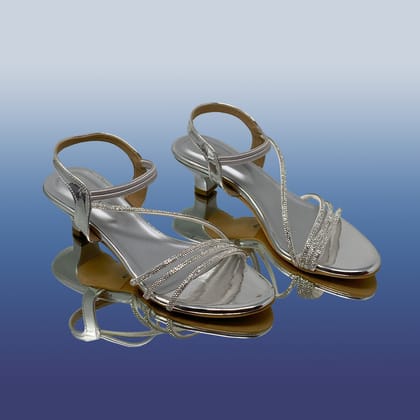 Elegant Silver Strappy Heels 👡-Silver / 36