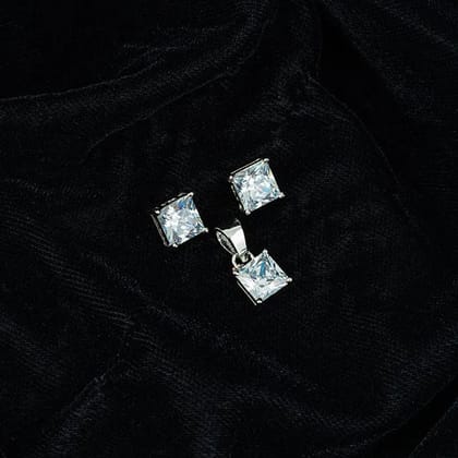 Classic Square Pendant set-Silver