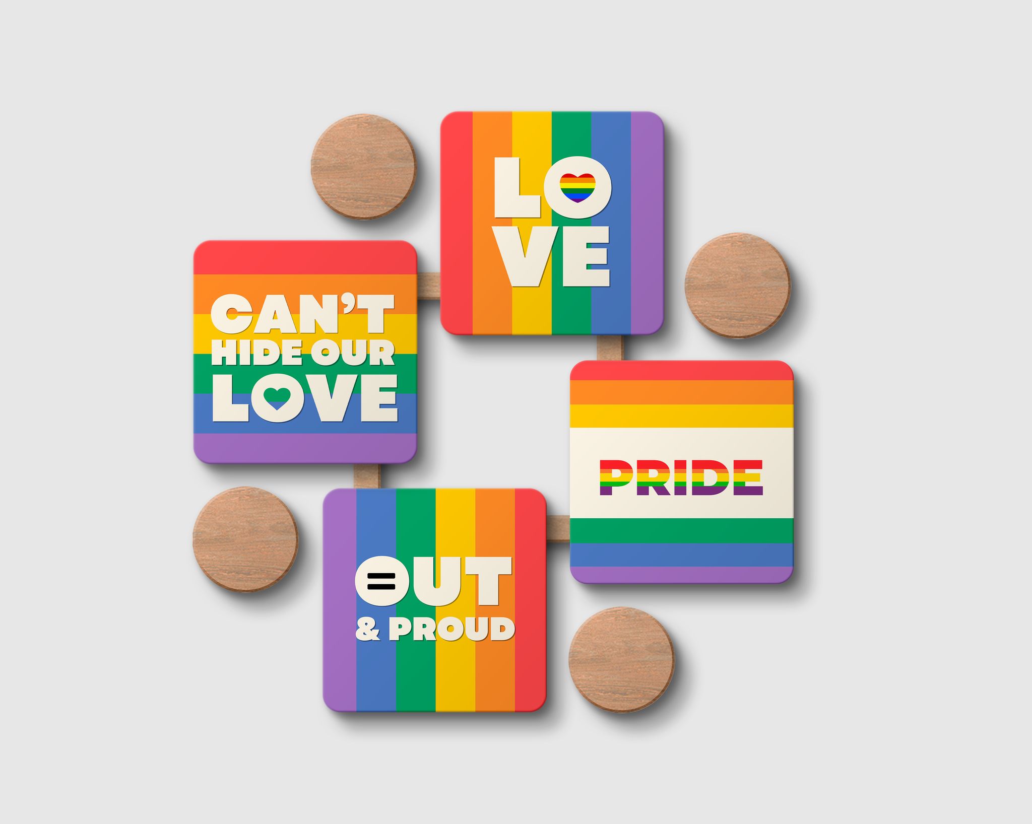 Celebrate Pride with LGBTQ+ Coaster Set of 4 – Fun & Vibrant Decor