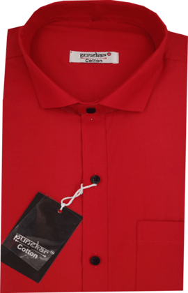 Cotton Tanmay Satin Red Color Full Sleeves Formal Shirt for Men's.-M (38 Inch) (97 CM)
