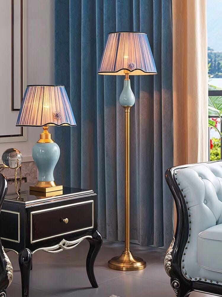 Lladro English Table Lamp-Height - 24 Inches & Width -  15 Inches / Available / Stainless Steel + Ceramic