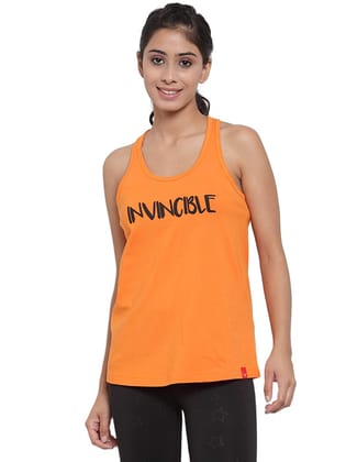 Invincible Women's Workout Tank Top-Orange / S