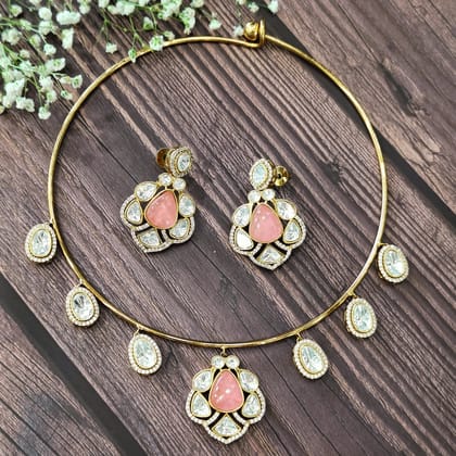 Nayaab Aashi polki hasli neckpiece-Pink